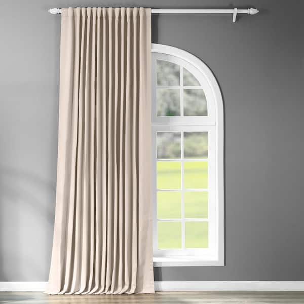 Exclusive Fabrics & Furnishings Egg Nog Solid Extra Wide Room Darkening Curtains - 100 in. W X 120 in. L Rod Pocket Single Panel Curtains and Drapes