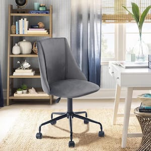 Cian Grey Velvet Upholstery Task Chair with Adjustable Height