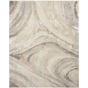 Brushstrokes Cream Grey 8 ft. x 10 ft. Abstract Contemporary Area Rug