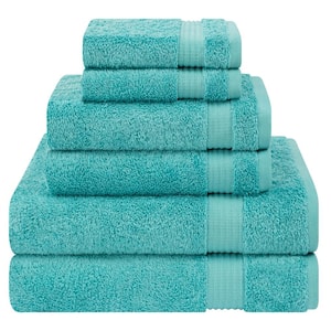 American Soft Linen Premium Quality 100% Cotton 6-Piece Bath Towel Set, Turquoise