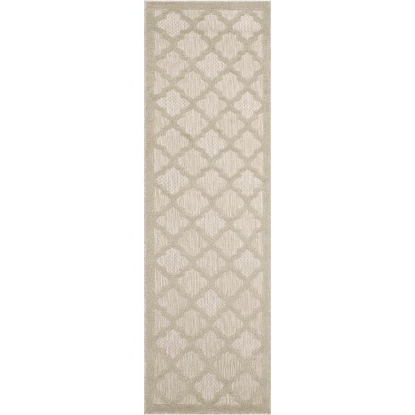 Easy Care Cream 2 ft. x 14 ft. Trellis Contemporary Runner Area Rug