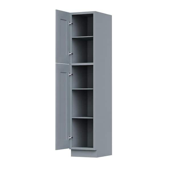 18 in. W x 24 in. D x 96 in. H Plywood Ready to Assemble Floor Base Kitchen Cabinet in Gray with 3-Shelves