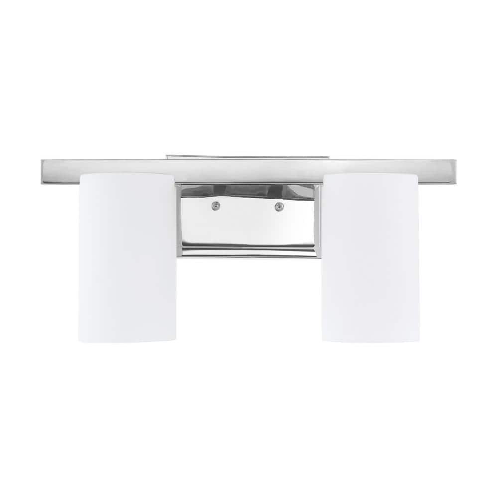 Polished Chrome 2-Light Vanity with Satin Opal Glass