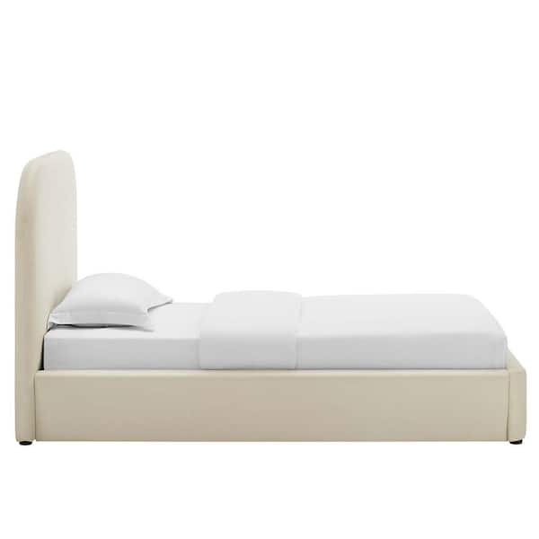 Keynote White Frame Twin Platform Bed with Performance Velvet