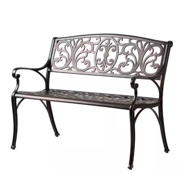 BALKENE HOME Decatur Antique Bronze 40 in. Cast Aluminum Outdoor Bench