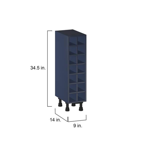 J COLLECTION Devon Painted Blue Assembled Base Kitchen Cabinet Wine Rack 9 in. W x 34.5 in. H x 14 in. D