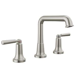 Saylor 8 in. Widespread Double Handle Bathroom Faucet in Stainless Steel