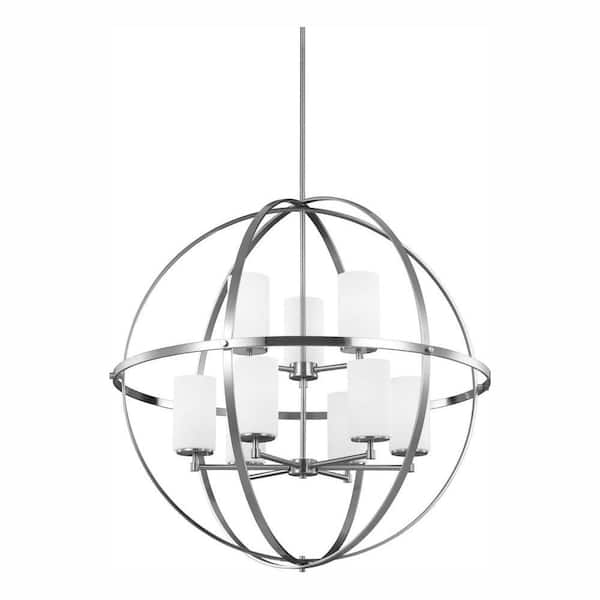 Generation Lighting Alturas 9-Light Brushed Nickel Multi Tier Chandelier with LED Bulbs