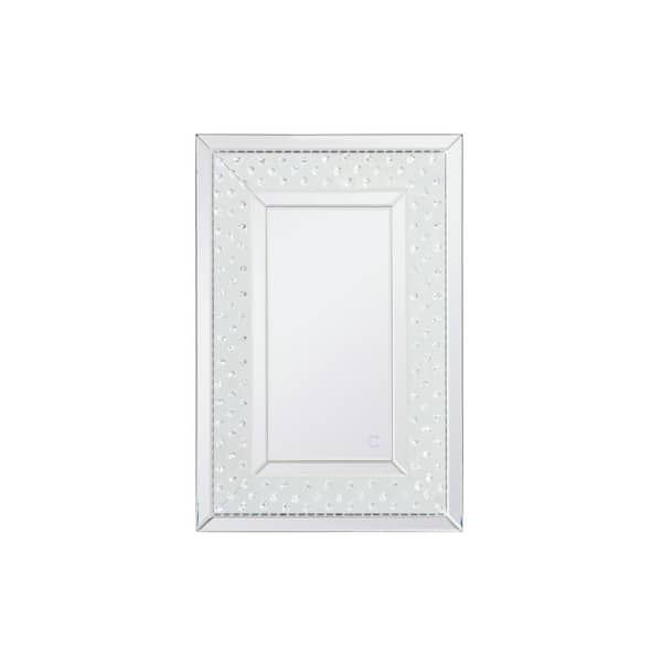 Unbranded Timeless Home 20 in. W x 30 in. H Contemporary Rectangular Iron Framed LED Wall Bathroom Vanity Mirror in Clear Mirror