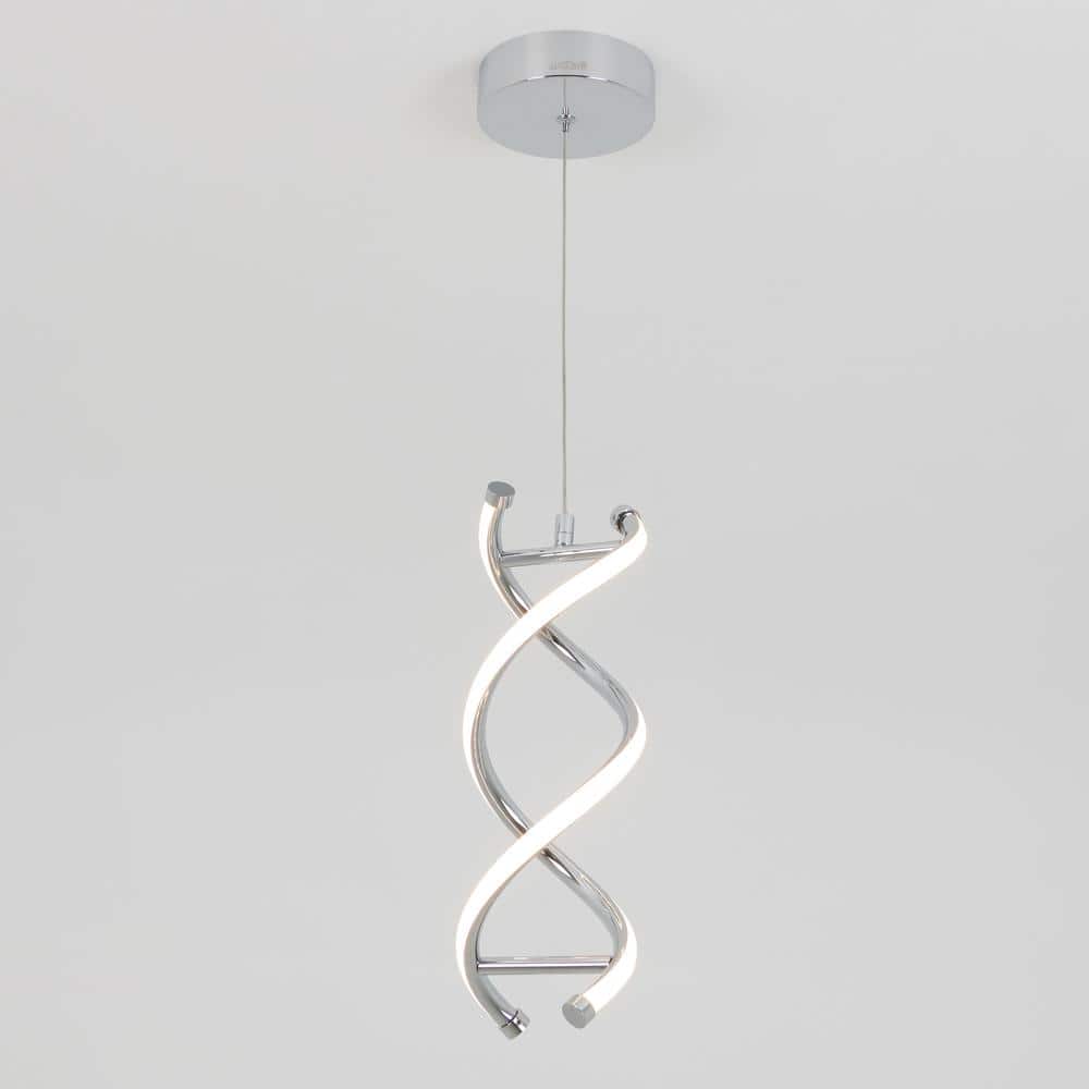 Modern Chrome LED Pendant Light with Artistic Curves