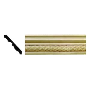 1616 1/2 in. x 3-3/4 in. x 6 in. Hardwood White Unfinished Loose Weave Crown Moulding Sample