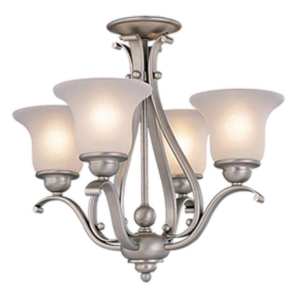 Monrovia Brushed Nickel Mini Chandelier with White Frosted Glass