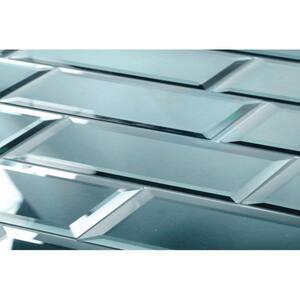 Reflections Graphite Blue Beveled Subway 3 in. x 12 in Glass Mirror Wall Tile (1 sq. ft.)