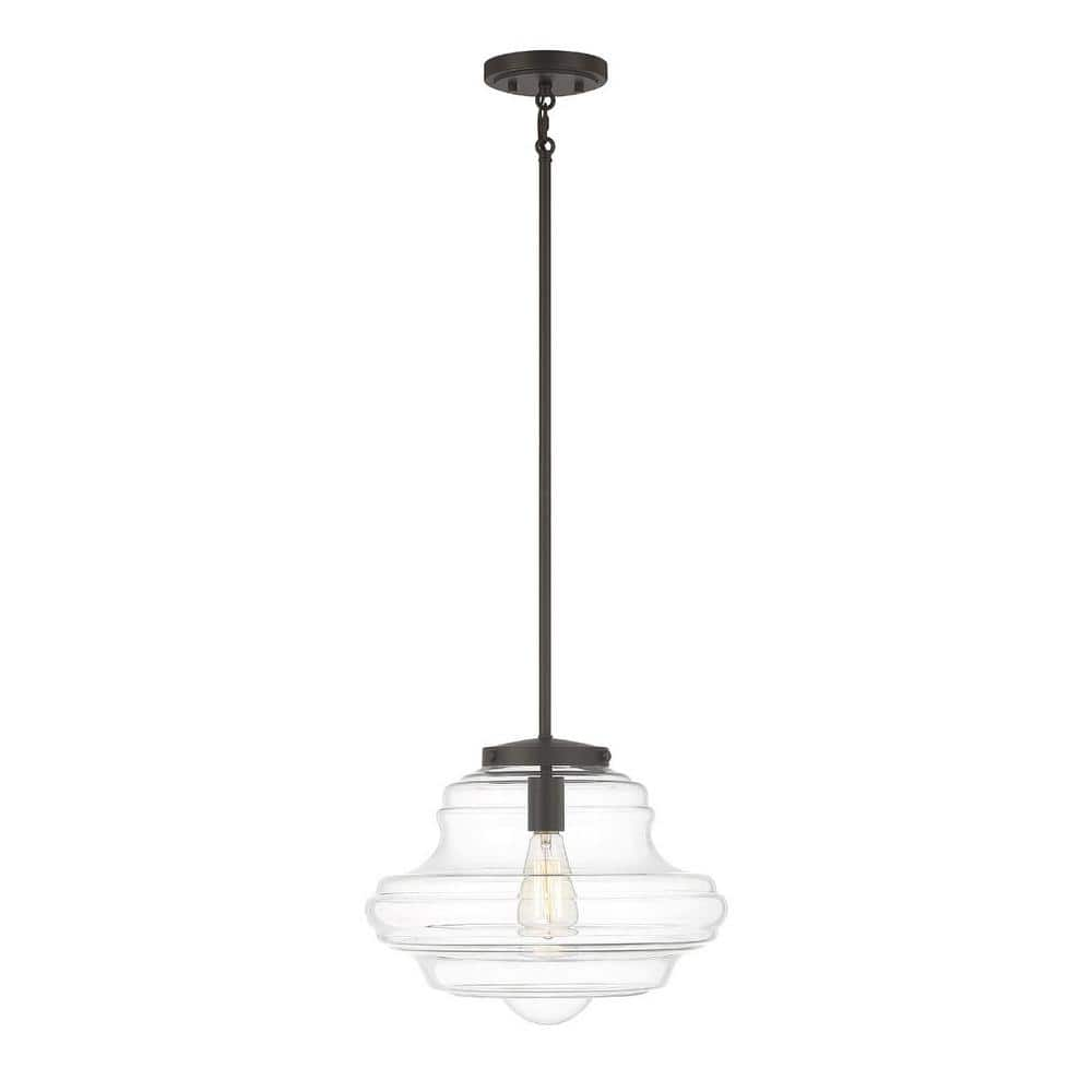 15 in. W x 11.5 in. H 1-Light Oil Rubbed Bronze Pendant Light with Clear Glass Shade -  Savoy House, M7022ORB