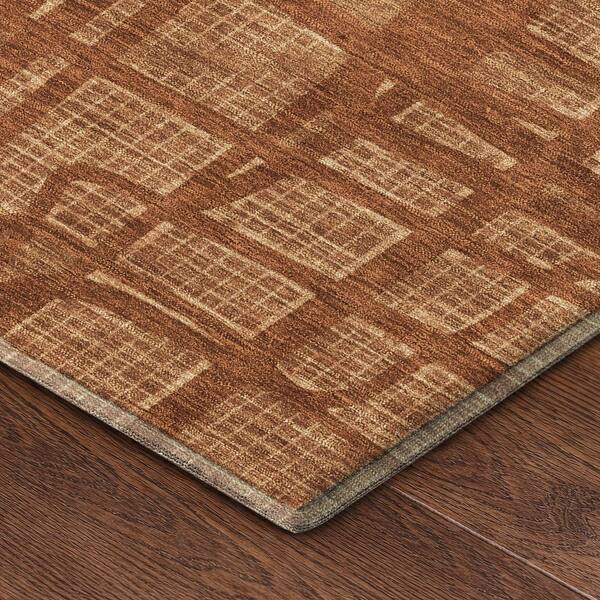 Mayfield Premium Machine Washable Abstract AMF2491 Paprika 2 ft. x 7 ft. Runner Rug