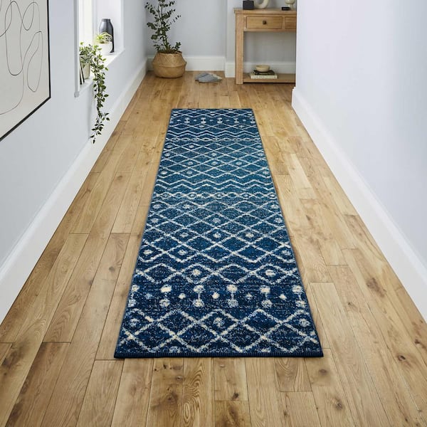 JONATHAN Y Aksil Moroccan Beni Souk Navy/Cream 2 ft. x 8 ft. Runner Rug