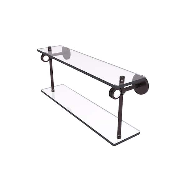 Allied Brass Clearview 16 in. W x 9.2 in. H x 5.6 D Glass Rectangular Shelf in Antique Bronze with Dotted Accents