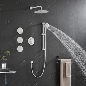 Krizz 1-Spray Patterns with 2.0 GPM 11.8 in. Wall Mount Dual Shower Head Hand Shower Faucet and Body Jets in White
