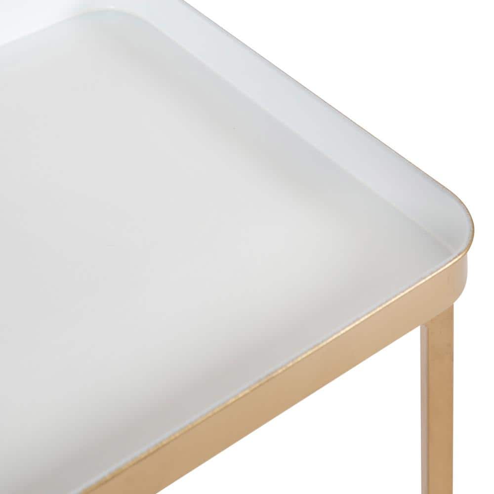 White and Gold Metal Foldable Tray Table