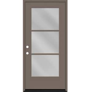 Legacy 36 in. x 80 in. Icon 3 Lite Modern Clear Glass RHIS Kindling Fiberglass Prehung Front Door