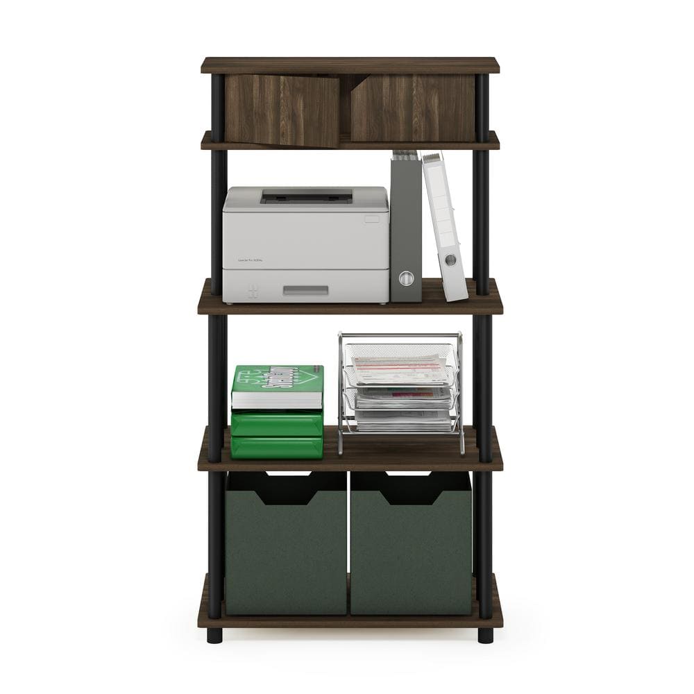 Columbia Walnut and Black PVC Freestanding 4-Shelf Storage Unit