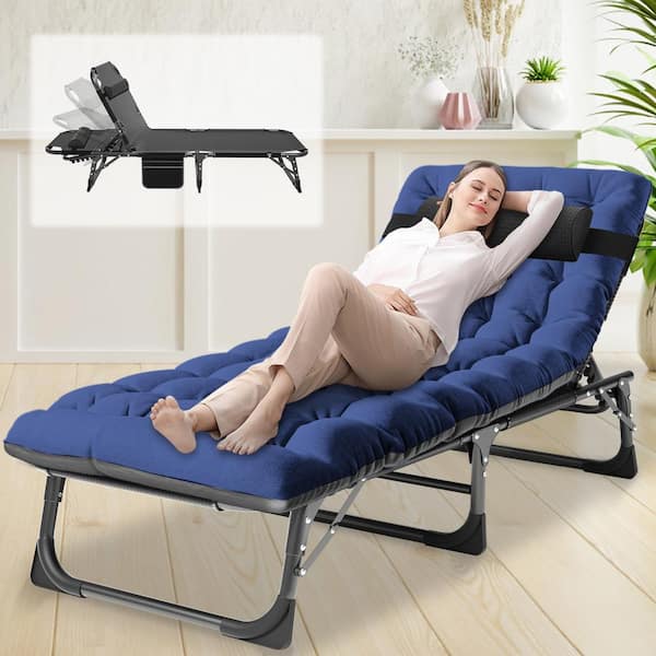 BOZTIY Folding Lounge Chair 5 Position Adjustable Outdoor Reclining Chair Folding Sleeping Bed Cot for Beach Patio Sunbathing HWLX220211152 The Home Depot