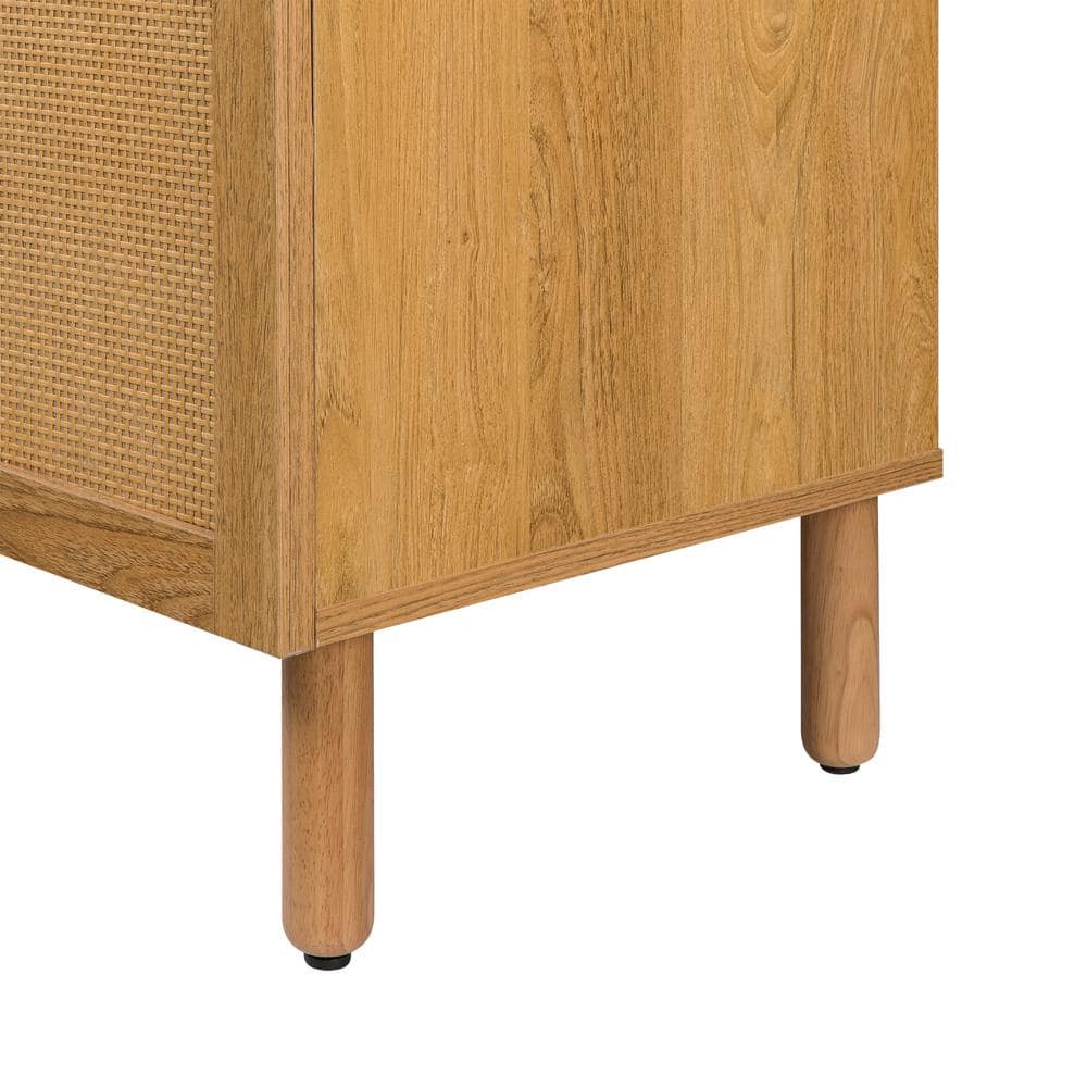 Sango Orre Contemporary Mixed Material Rattan 2-Door Cabinet, Brown