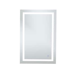 Timeless 27 in. W x 40 in. H Framed Rectangular LED Light Bathroom Vanity Mirror in Silver
