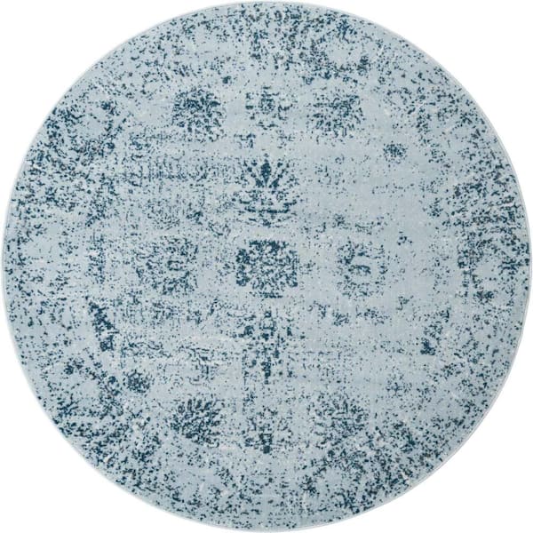 Unique Loom Sofia Casino Light Blue 7 ft. x 7 ft. Area Rug
