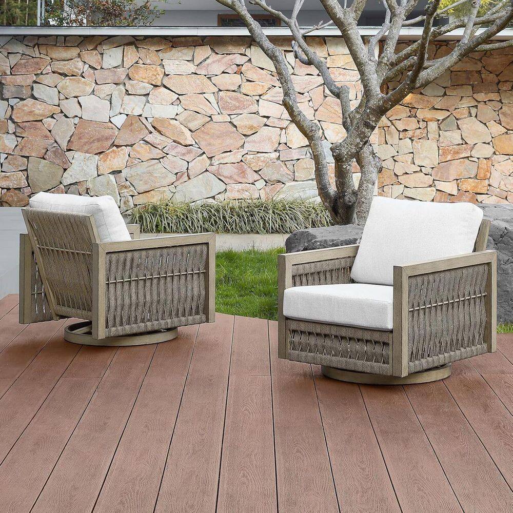3-Piece Gray Oak Aluminum Rope Weave Patio Conversation Set Wicker Patio Bistro Set with Side Table and Cream Cushions price history on PriceWatchPro