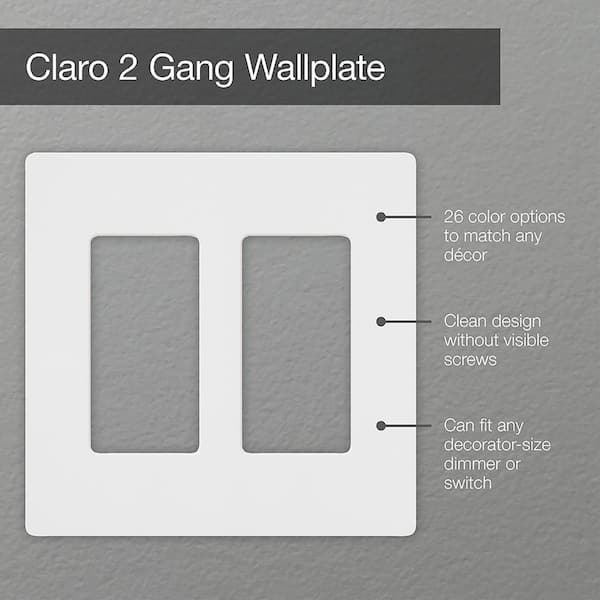 Claro 2 Gang Wall Plate for Decorator/Rocker Switches, Gloss, White (CW-2-WH) (1-Pack)