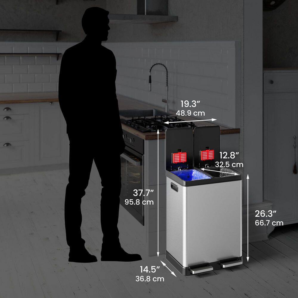 16 Gallon Stainless Steel Dual Step Kitchen Trash Can