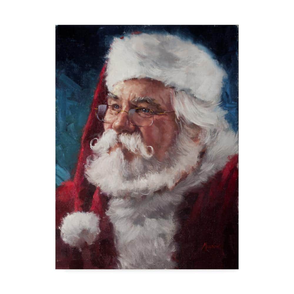 Traditional Santa Portrait Canvas Art in Red and White, 14"x19"