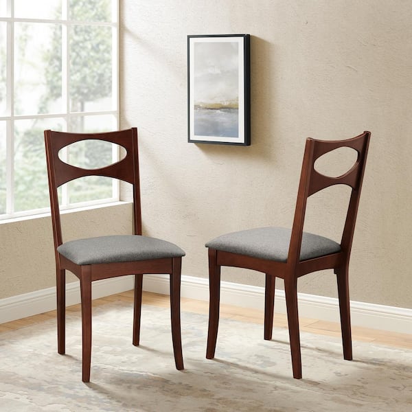 Welwick Designs Mid Century Modern Upholstered Seat Dining Chair Set Of 2 Acorn Hd8451 The 3702