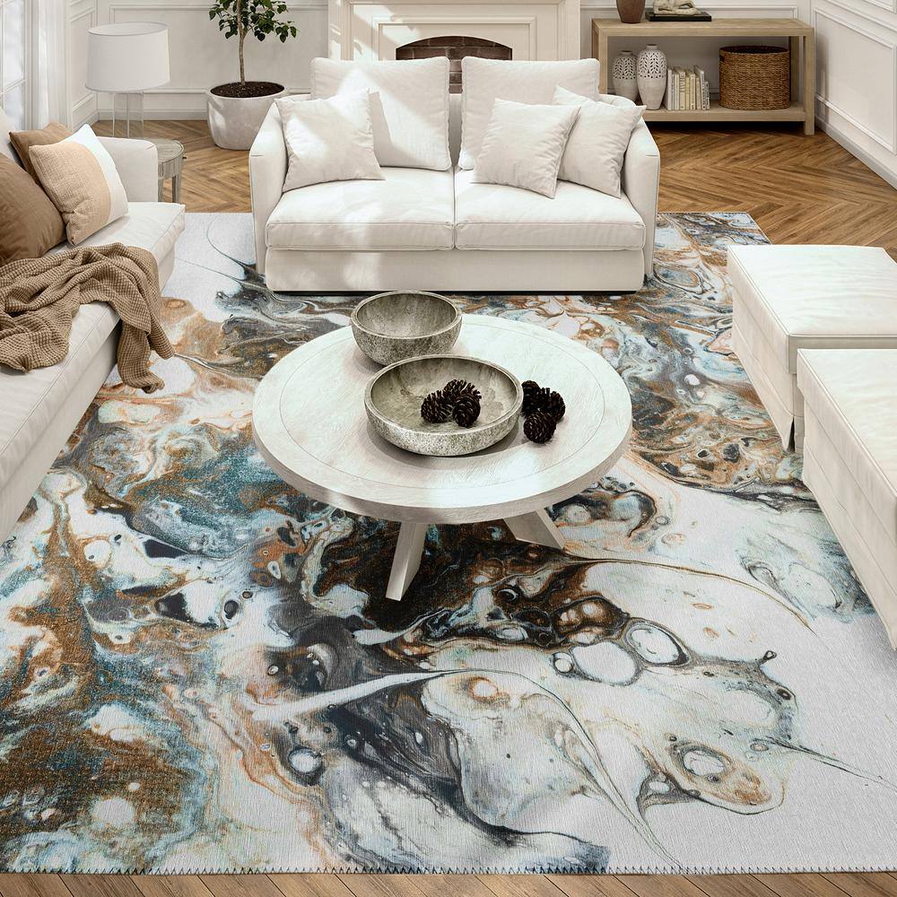 Karina Smoke Gray Abstract Chenille 10' x 14' Area Rug