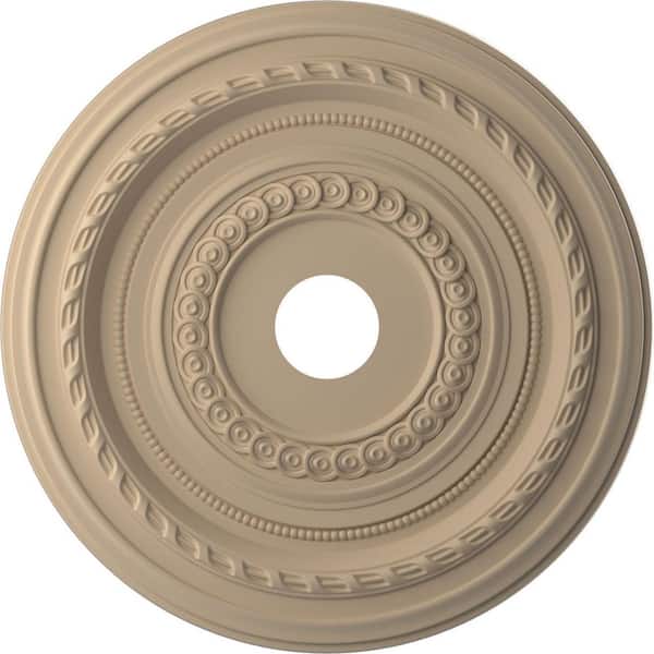 Ekena Millwork 22 in. O.D. x 3-1/2 in. I.D. x 1 in. P Cole Thermoformed PVC Ceiling Medallion in UltraCover Satin Smokey Beige