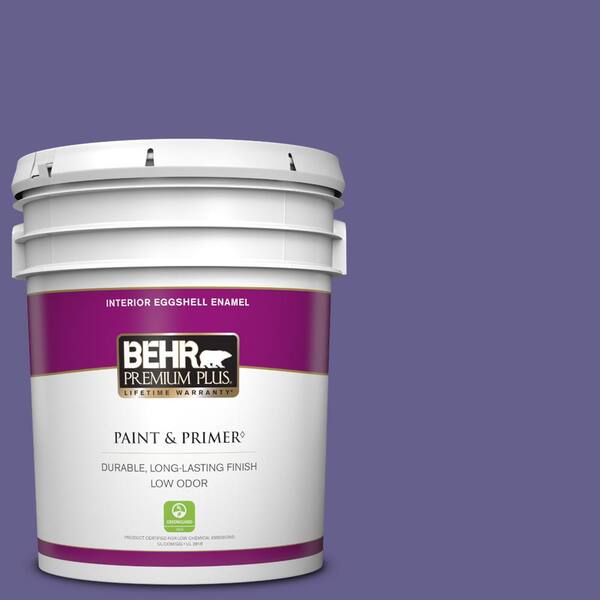 BEHR PREMIUM PLUS 5 gal. #S-G-630 Majestic Purple Eggshell Enamel Low Odor Interior Paint & Primer