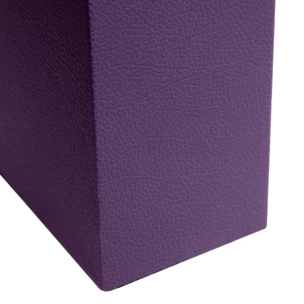 Eggplant Purple Leather Base Table Lamp Set with White Fabric Shade