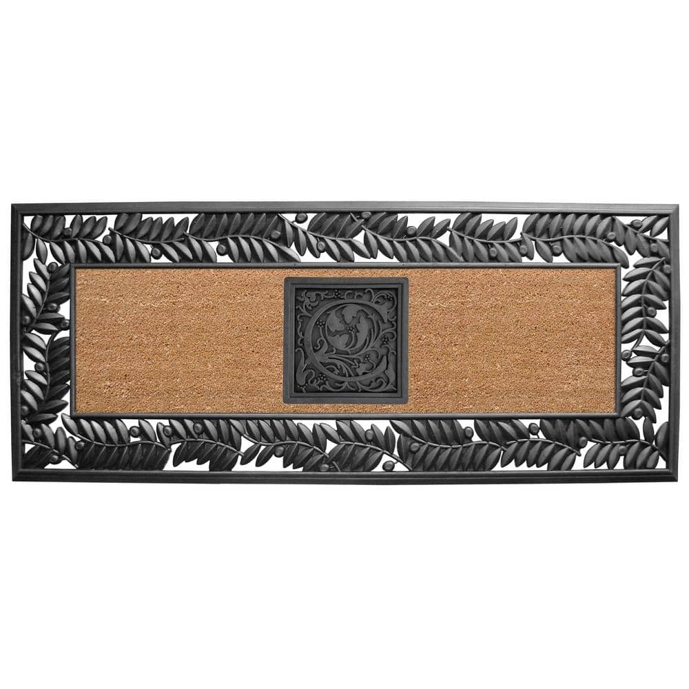 Sentinel Brown 24 in. x  57 in. Rubber Olive Border Monogrammed C Indoor Outdoor Door Mat price history on PriceWatchPro