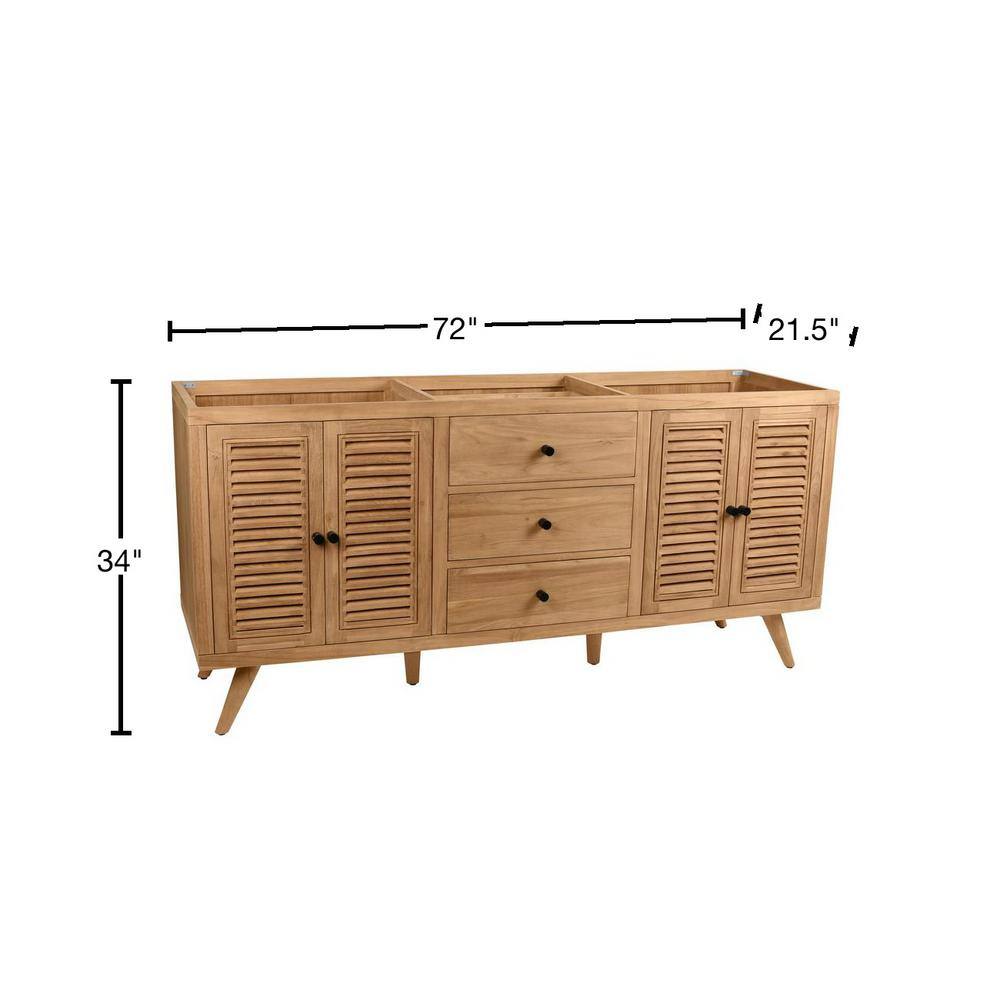 Harper 72" Natural Teak Double Freestanding Wood Vanity