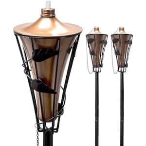 Outdoor Metal Patio Torches Includes Fiberglass Wick and Snuffer Cap (60 Inch, 2 Pack)