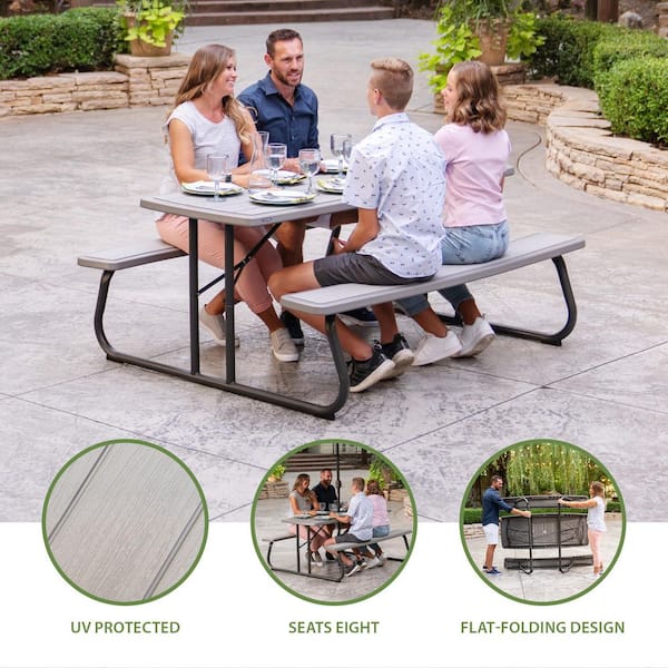 Lifetime 72 in. Bronze Sand Rectangle Steel Frame Picnic Table in