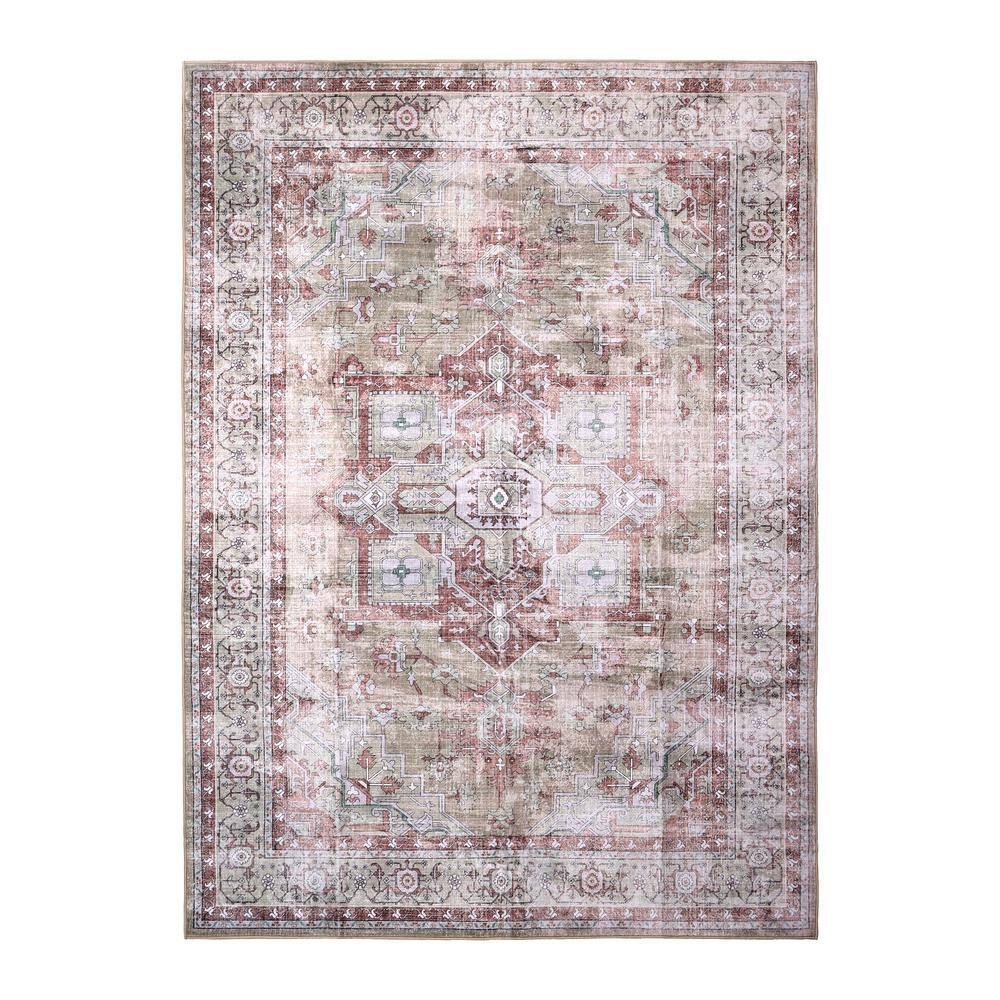 Machine Washable Paisley Desert Rose 5 ft. x 7 ft. Kitchen/Bedroom/Living Room Indoor Area Rug price history on PriceWatchPro