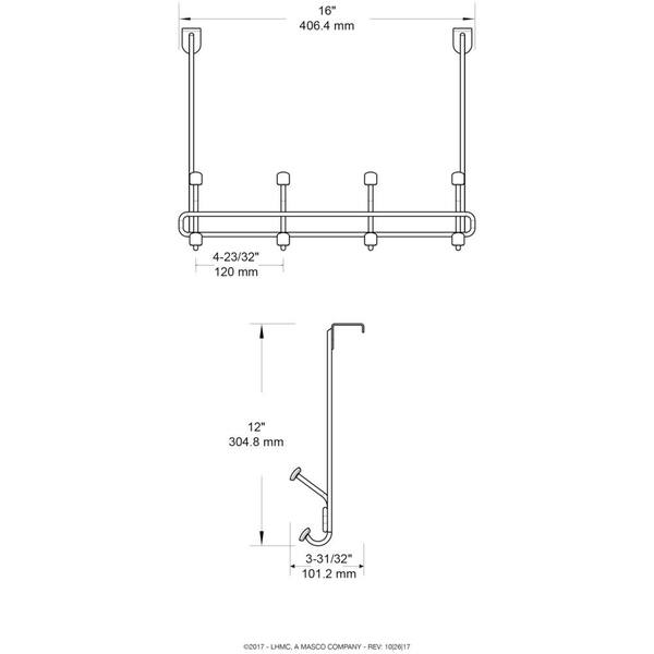 Franklin Brass 27 In. Hook Rail W/6 Heavy Duty Coat And Hat Hooks,  Lacquered Pine & Brass Plated