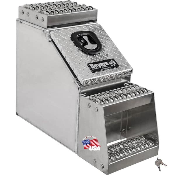 BUYERS PRODUCTS 24 in. x 28 in. x 12 in. Heavy Duty Diamond Tread Aluminum Step Box
