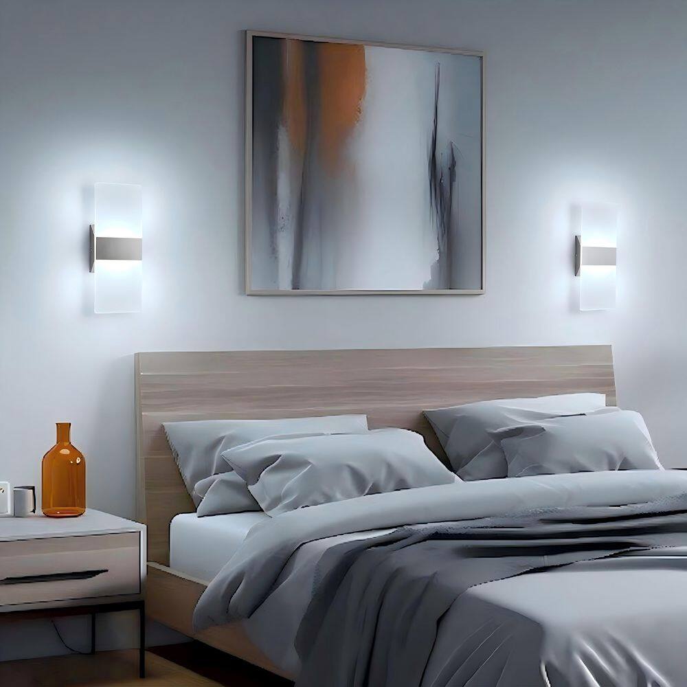 11.42 in. Brushed Nickel Modern Wall Sconce (2-Pack) With LED 6000K Daylight White, Up/Down Mounting and Dimmable price history on PriceWatchPro