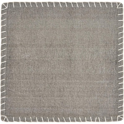 Neutral 15 in. x 15 in. Gray Embroidered Edge Square Cotton Placemat (Set of 4)