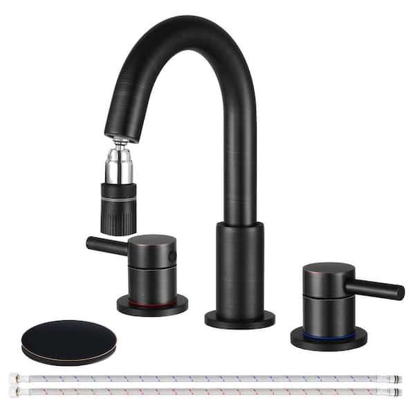 Double handle 8 in. Widespread Bathroom Faucet 3 Hole Bathroom Sink Faucet in Oil Rubbed Bronze