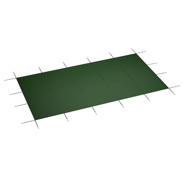 14 x 26 ft. Rectangle In-Ground Pool Safety Covers Fits 12 ft. x 24 ft. Swimming Pool Green Mesh Solid Pool Safety Cover