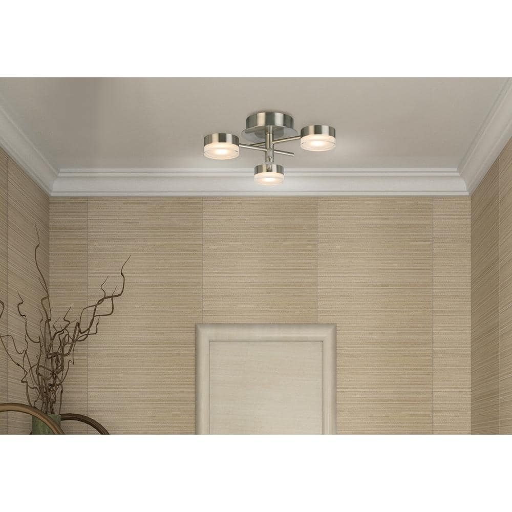 Transton Brushed Nickel 15" LED Ceiling Light with Acrylic Shades